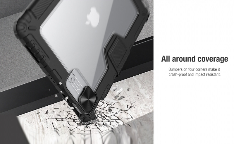 Bao Da iPad Air 4 10.9 Bảo Vệ Camera Nillkin Bumper Leather cao cấp chống sốc siêu cường, bảo vệ camera siêu nét nhờ thanh trượt